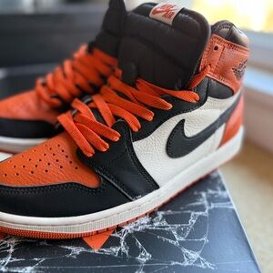 Nike Black, Orange & White Air Jordan 1 High